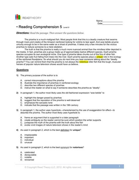 read theory answers grade 5.